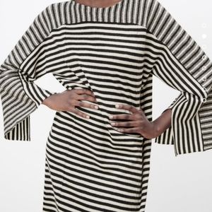 NEW Zara Striped Black White LONG EXTRA SOFT WOOL